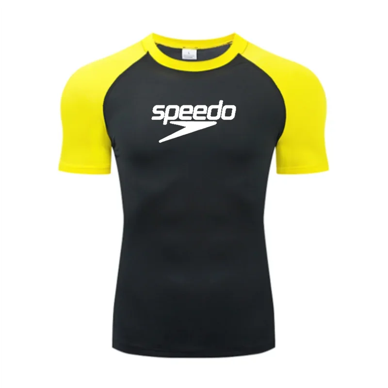 Men's UV Protection Surf Rash Guard Diving Suit Short Sleeve Swimwear