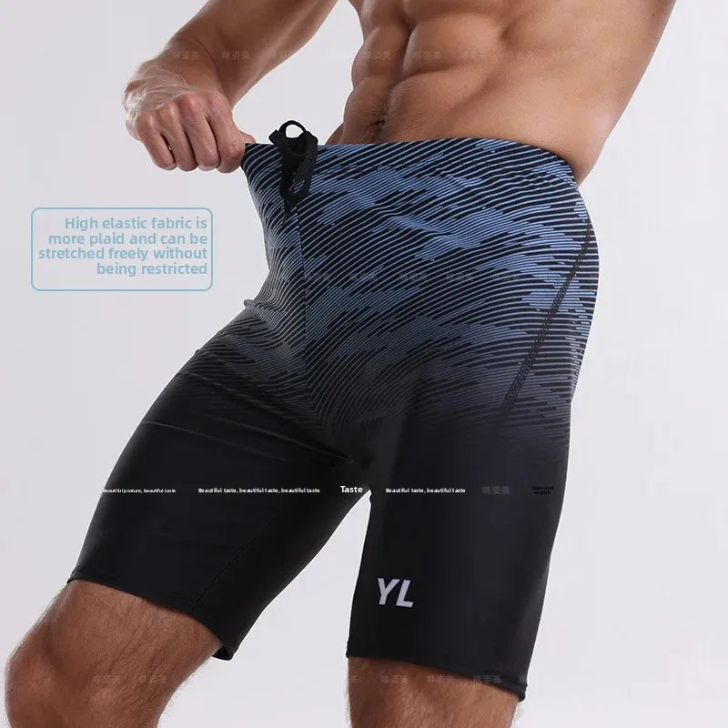 Men’s Quick-Dry Flat Angle Swim Shorts for Surfing and Swimming