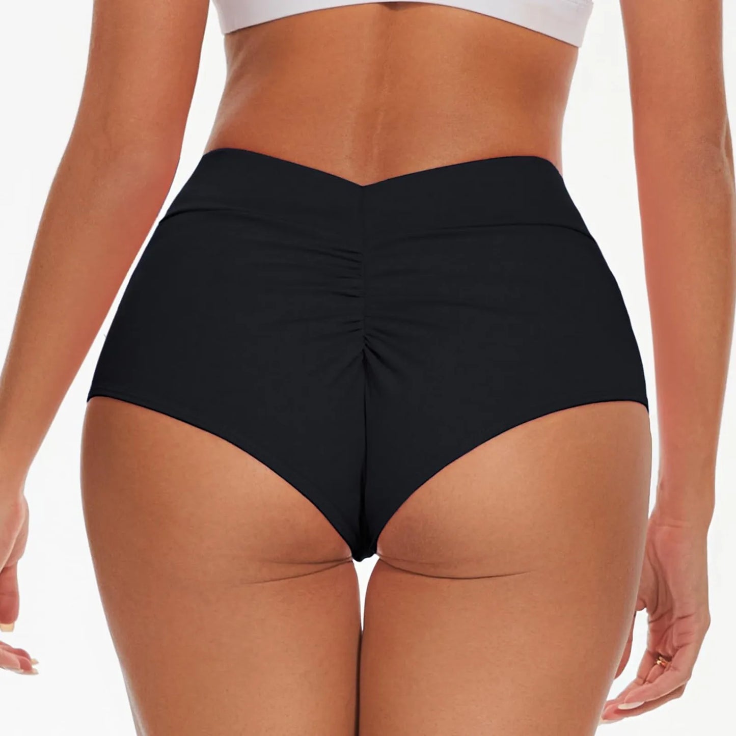 High Waist Swim Bottoms for Women Solid Color High Cut Briefs
