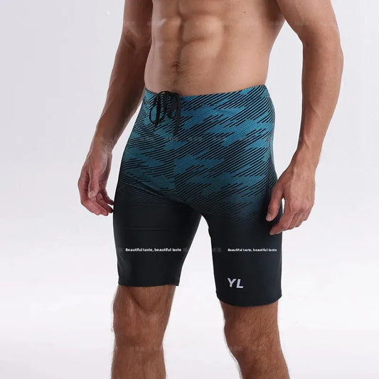 Men’s Quick-Dry Flat Angle Swim Shorts for Surfing and Swimming