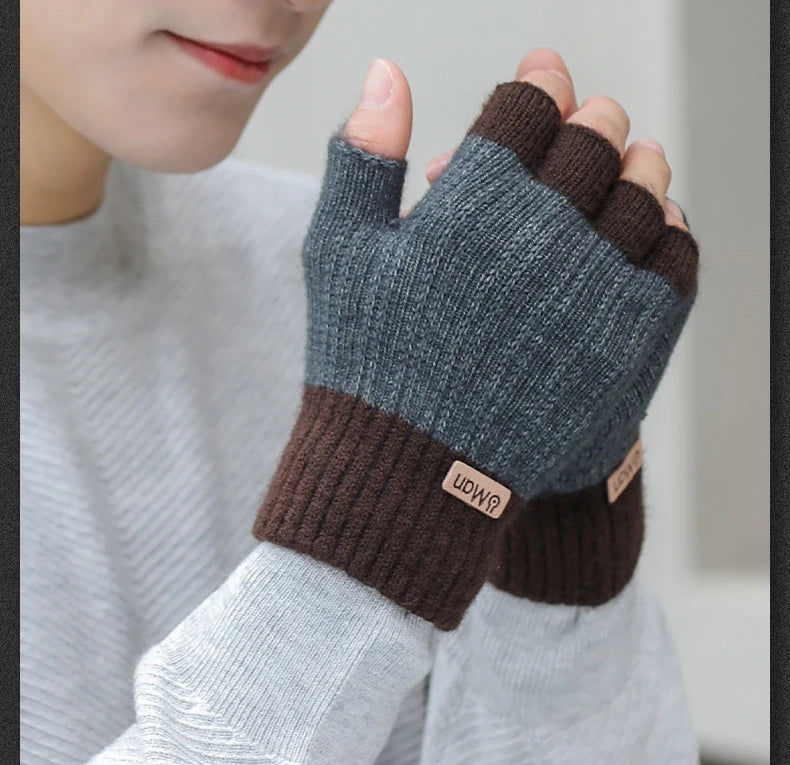 Men’s Winter Fingerless Knitted Gloves