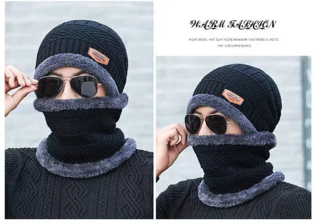 Winter Knit Hat & Scarf Set for Men