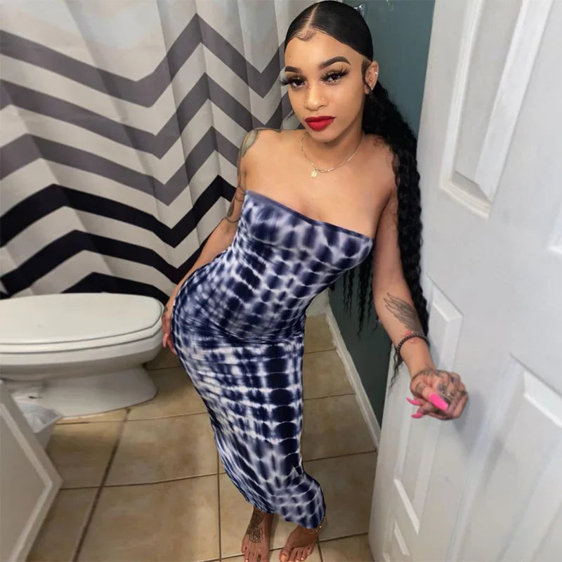 Sexy Slim Fit Printed Bandage Long Dress