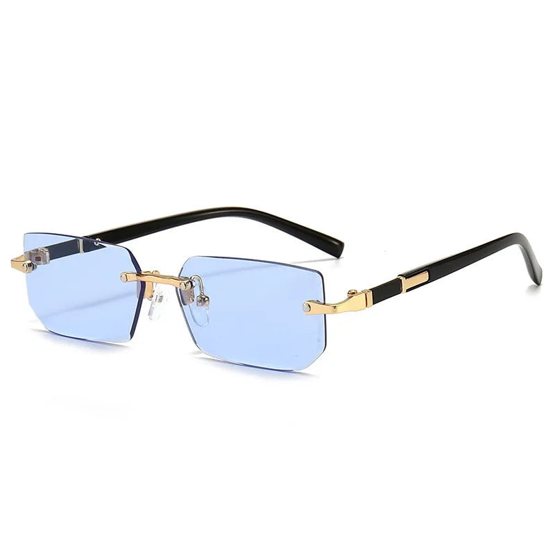Rimless Square Sunglasses for Men and Women UV400 Summer Travel Shades