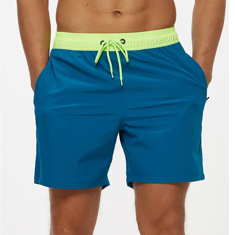 Men’s Quick Dry Swim Trunks with Zipper Pockets and Mesh Lining