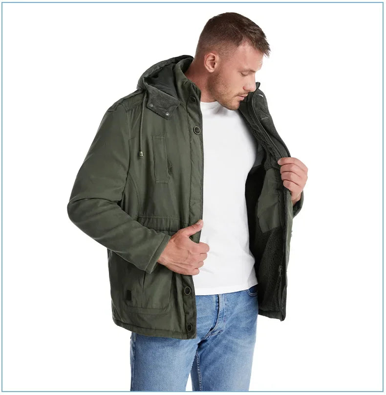 Thickened Multi-Pocket Mid-Length Casual Coat
