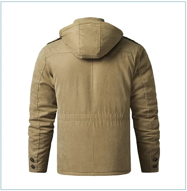 Thickened Multi-Pocket Mid-Length Casual Coat