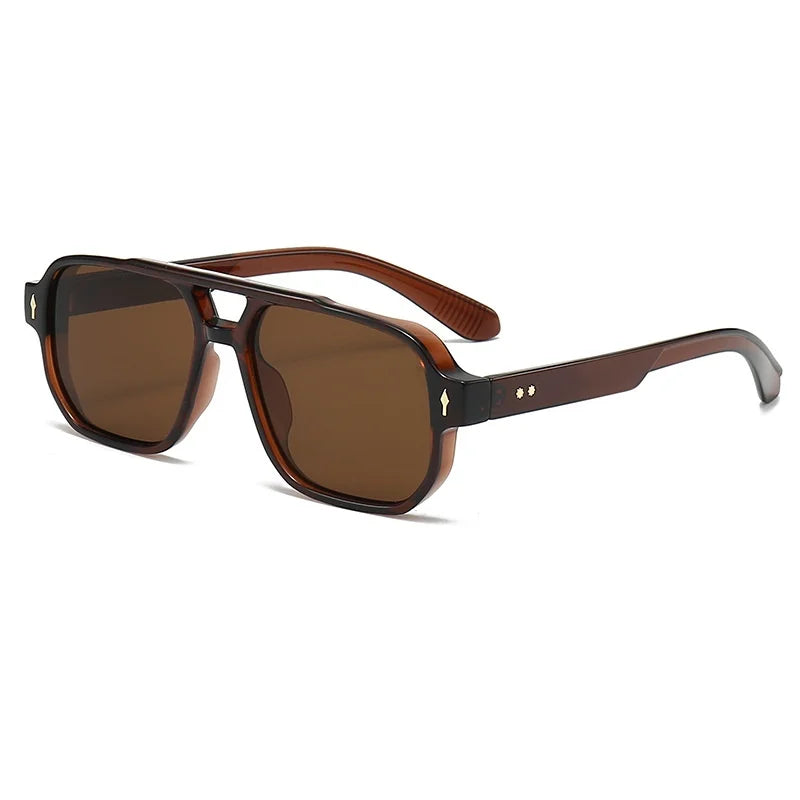 Retro Double Bridge Square Sunglasses for Men and Women
