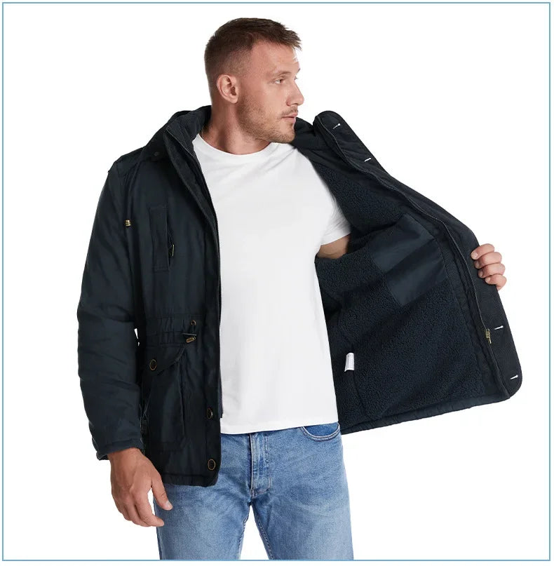 Thickened Multi-Pocket Mid-Length Casual Coat