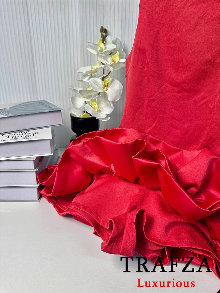 Elegant Red Backless Mini Dress – Vintage Chic for Parties