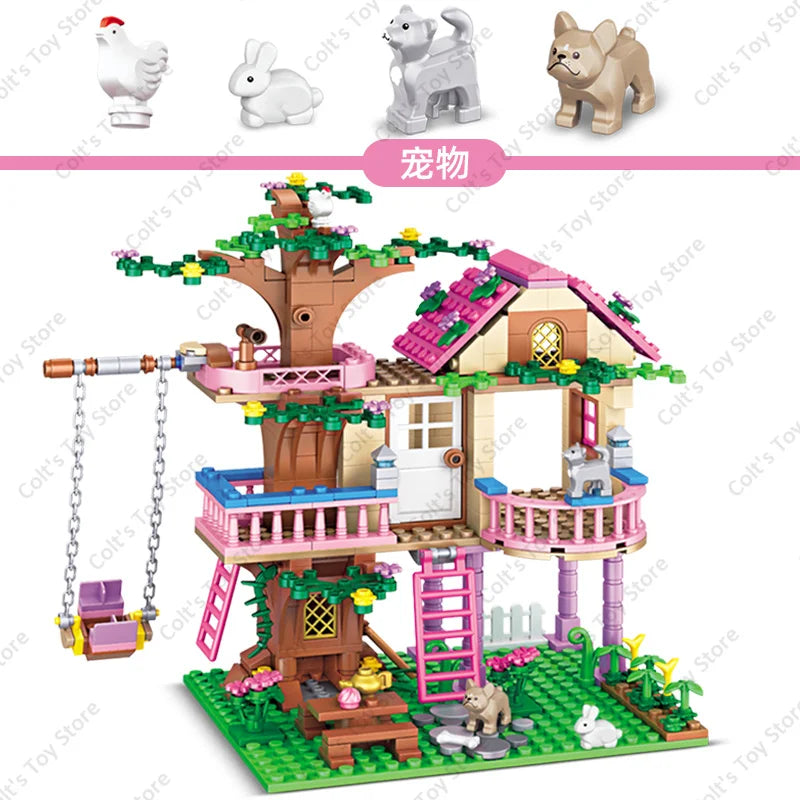Girls Friendship Tree House Villa Castle Building Blocks