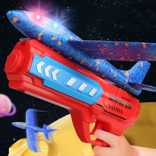 Kids Airplane Launcher Toys – 13.2'' LED Foam Glider Catapult Plane