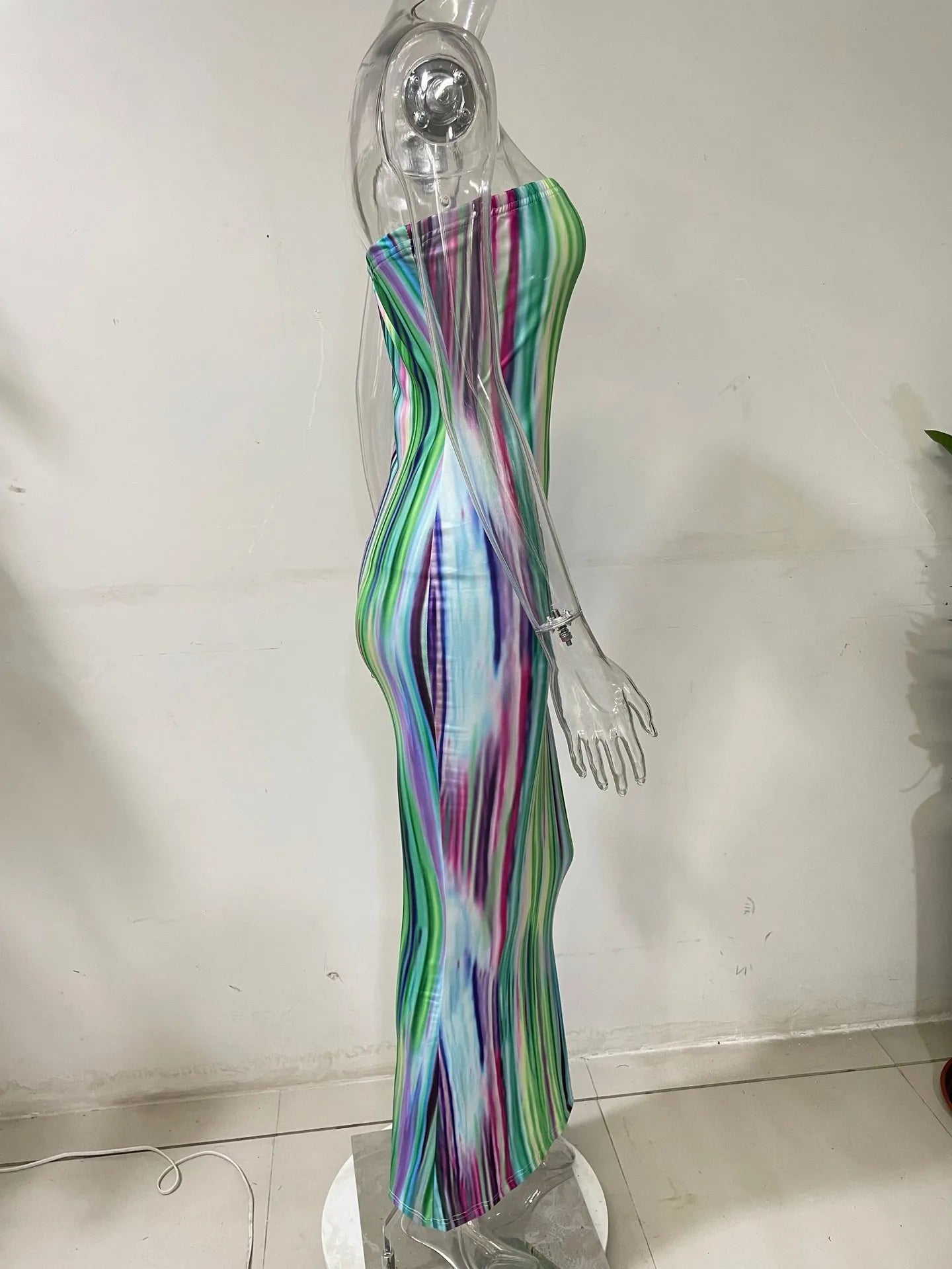 Sexy Slim Fit Printed Bandage Long Dress