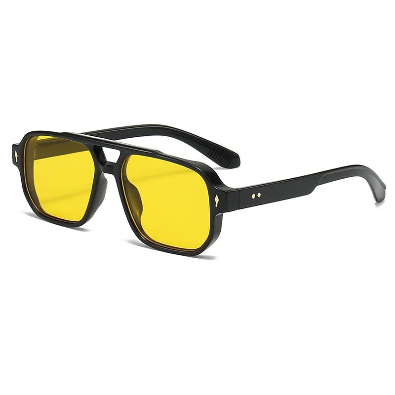 Retro Double Bridge Square Sunglasses for Men and Women