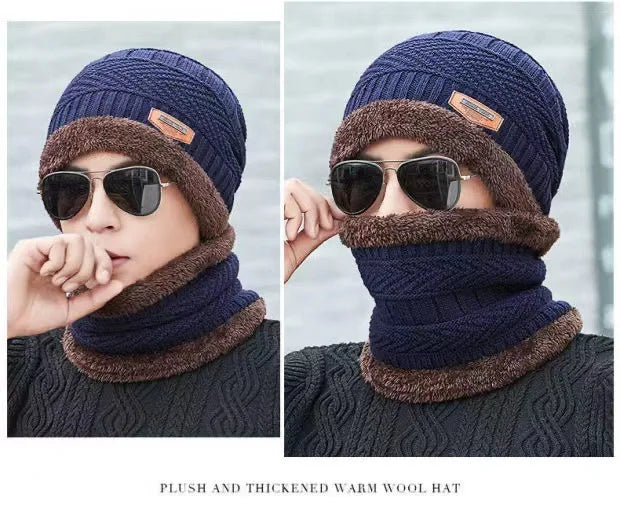 Winter Knit Hat & Scarf Set for Men