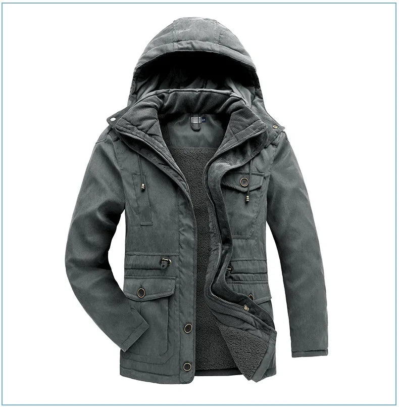 Thickened Multi-Pocket Mid-Length Casual Coat