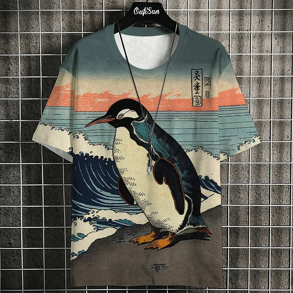 Unisex Japanese Samurai Cat 3D Printed T-shirt