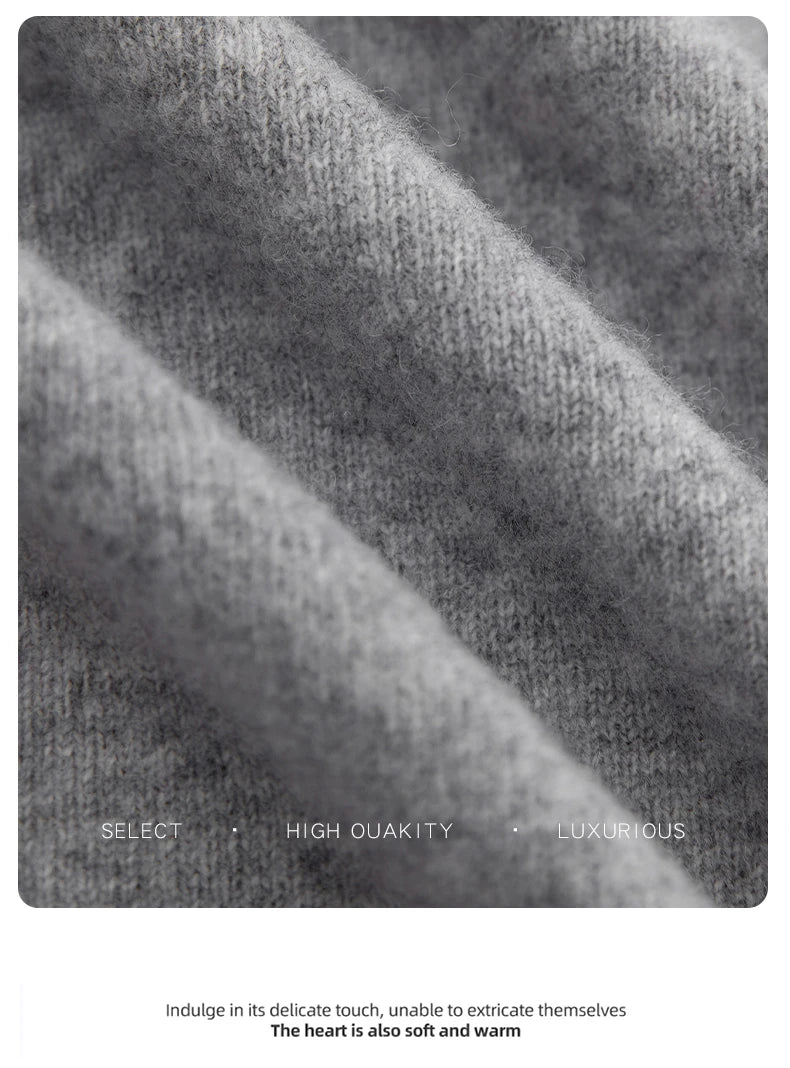 Pure Wool Men's Slim-Fit Round Neck O-Neck Cashmere Sweater