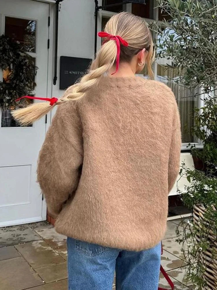 Retro Knit Pullover for Women – Casual Loose Sweater