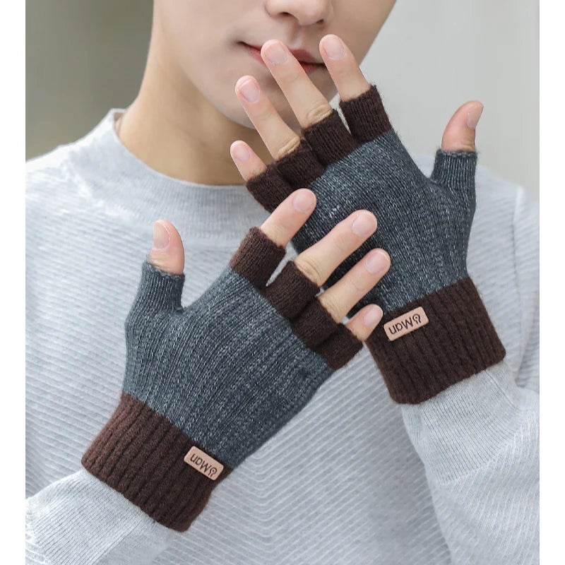 Men’s Winter Fingerless Knitted Gloves