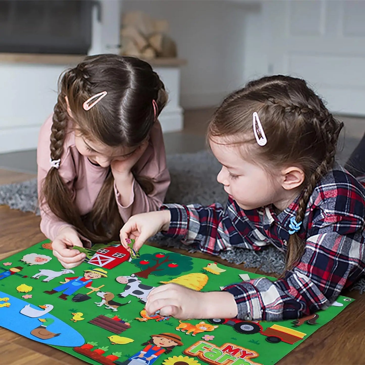 Felt Story Board Set Toy – Farm Animals Interactive Play Mat
