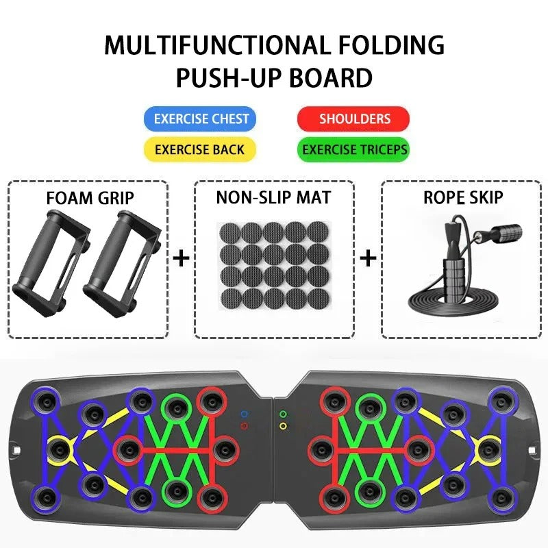 Foldable Multifunctional Push-Up Board: Total Body Workout Tool