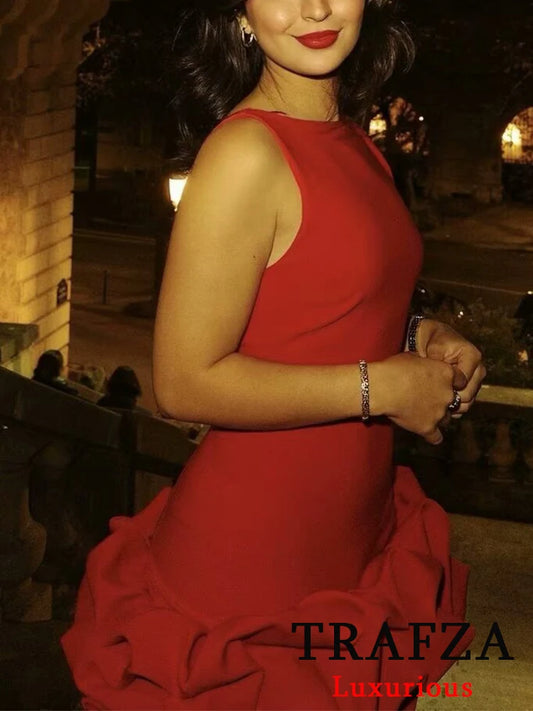 Elegant Red Backless Mini Dress – Vintage Chic for Parties