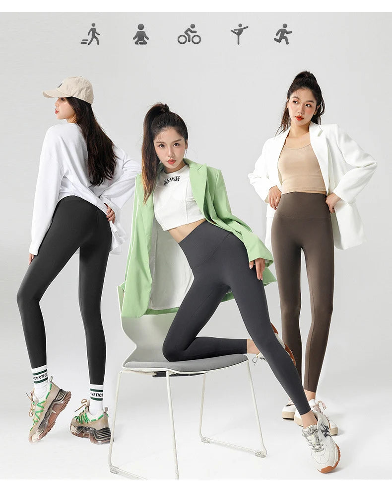 High-Waist Seamless Fleece Warm Leggings for Women