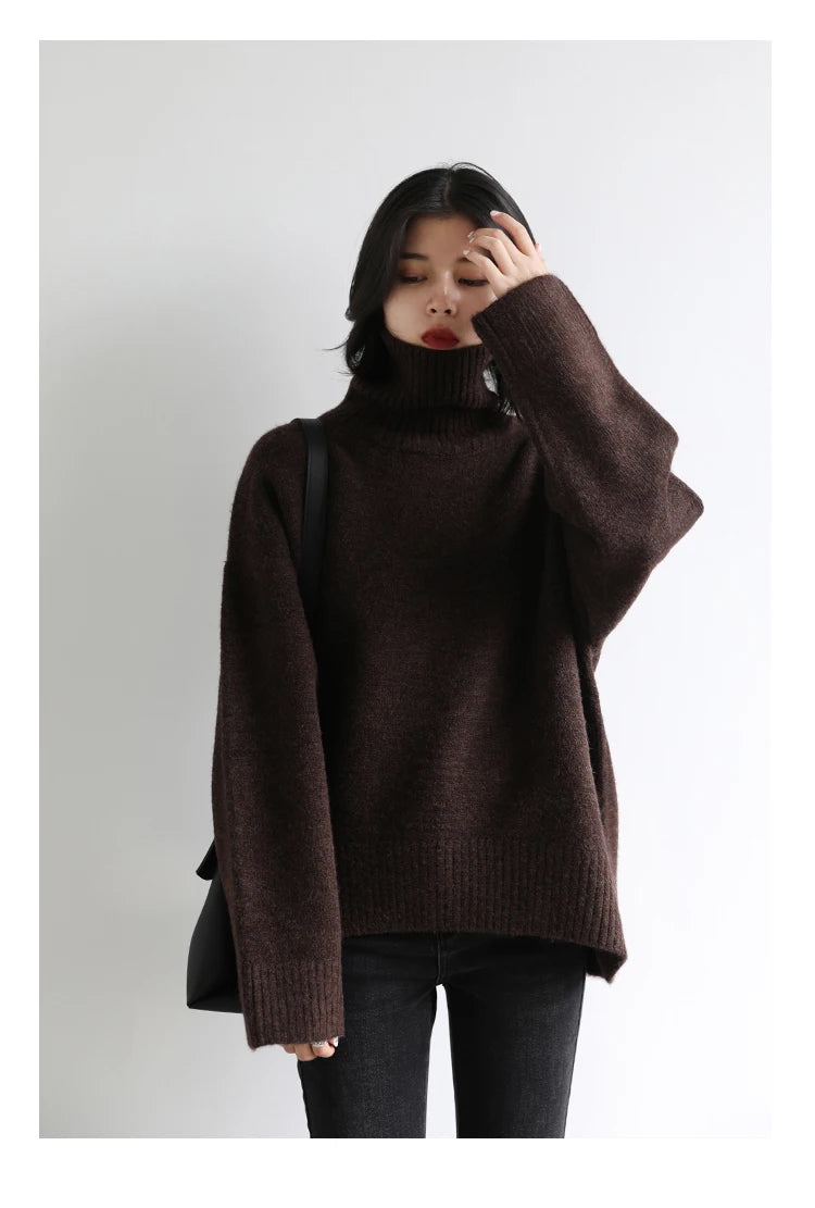 CHIC VEN Korean Women's Loose Turtleneck Sweater