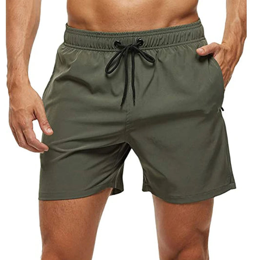Men’s Quick Dry Swim Trunks with Zipper Pockets and Mesh Lining