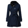 Women's Slim Double-Breasted Wool Trench Coat with Sherpa Lining