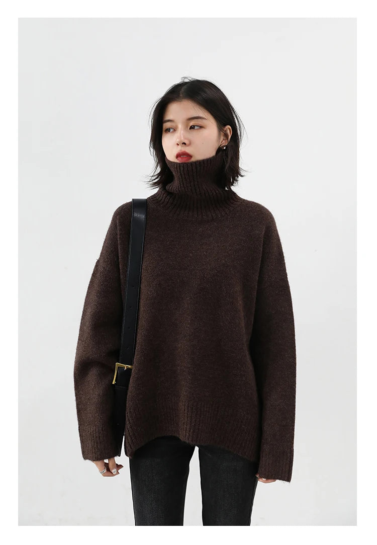 CHIC VEN Korean Women's Loose Turtleneck Sweater