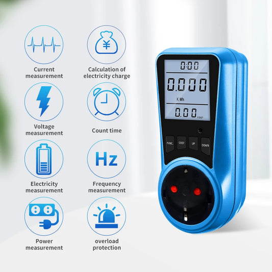 Multi-Plug Digital Power Meter – Voltage, Watt & Energy Tester (AC 230V)