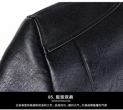 Natural Leather Jacket Men's Stand-up Collar