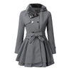 Women's Slim Double-Breasted Wool Trench Coat with Sherpa Lining