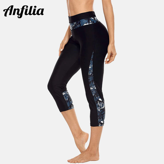High Waisted Floral Swim Pants for Women – Printed Swim Leggings