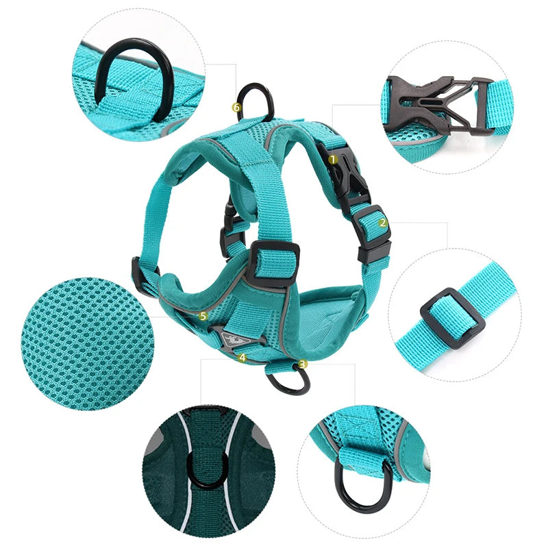 Adjustable Reflective No-Pull Dog Harness & Leash Set for Small Pets