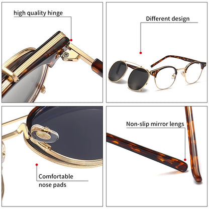 Gothic Steampunk Polarized Sunglasses with Double Layer Removable Lens