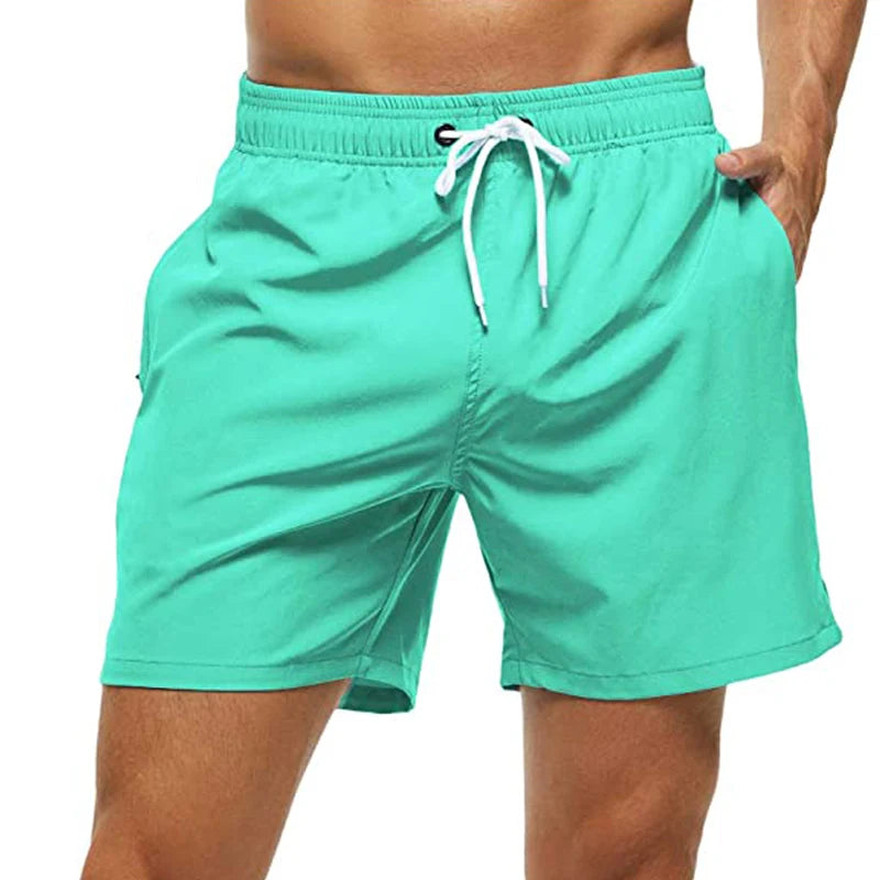 Men’s Quick Dry Swim Trunks with Zipper Pockets and Mesh Lining