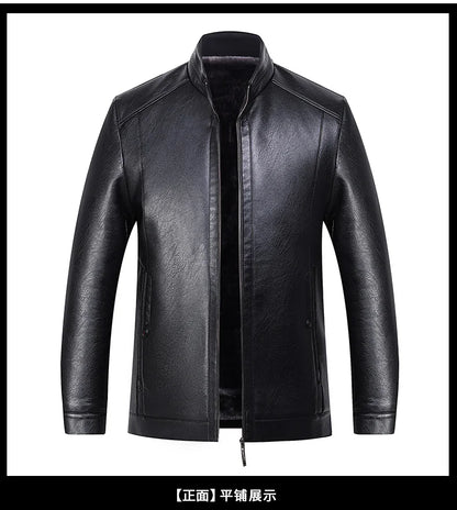 Natural Leather Jacket Men's Stand-up Collar