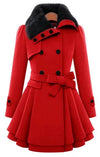 Women's Slim Double-Breasted Wool Trench Coat with Sherpa Lining