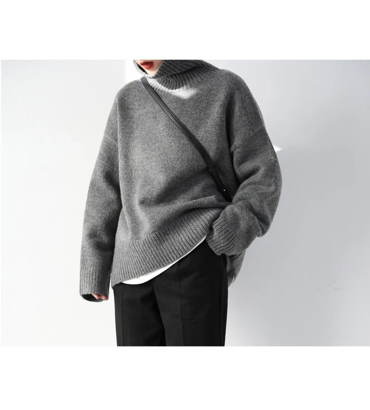 CHIC VEN Korean Women's Loose Turtleneck Sweater