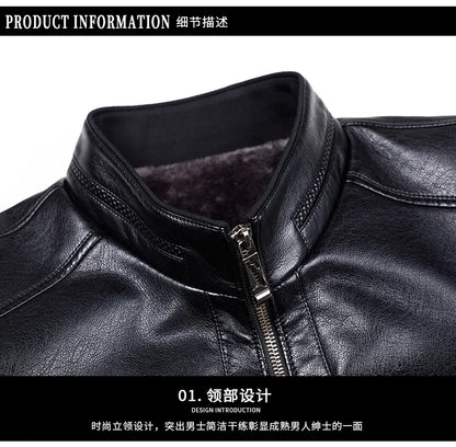 Natural Leather Jacket Men's Stand-up Collar
