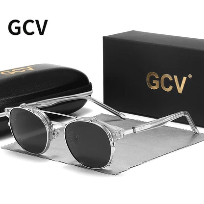 Gothic Steampunk Polarized Sunglasses with Double Layer Removable Lens