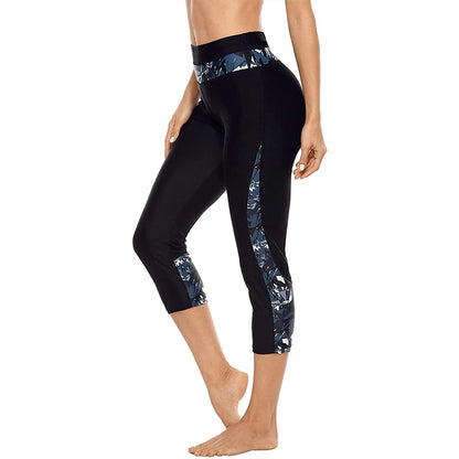 High Waisted Floral Swim Pants for Women – Printed Swim Leggings