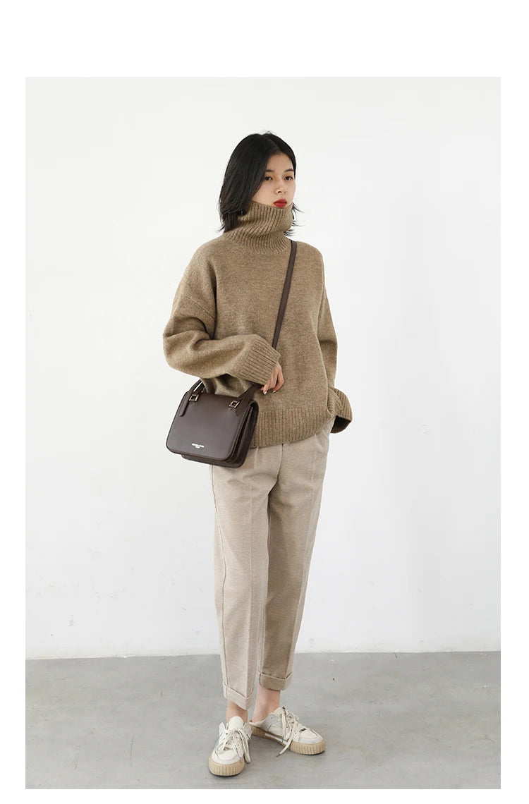 CHIC VEN Korean Women's Loose Turtleneck Sweater