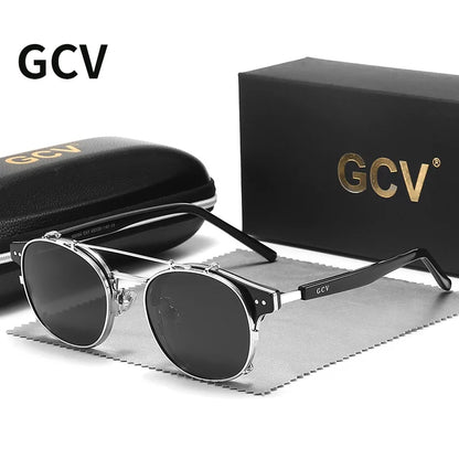 Gothic Steampunk Polarized Sunglasses with Double Layer Removable Lens