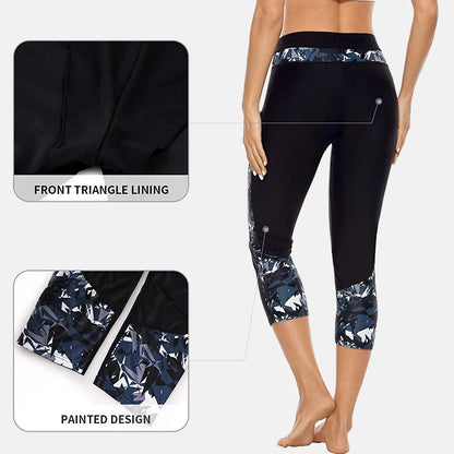 High Waisted Floral Swim Pants for Women – Printed Swim Leggings