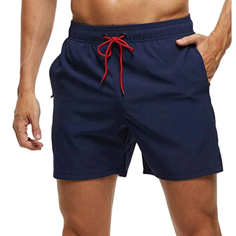 Men’s Quick Dry Swim Trunks with Zipper Pockets and Mesh Lining