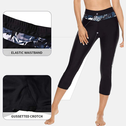 High Waisted Floral Swim Pants for Women – Printed Swim Leggings